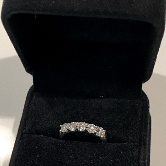 SOLD- Genuine 14k white gold 5 Diamond Band - Picture 2 of 13